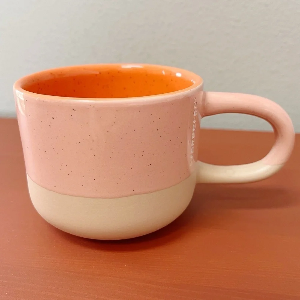 Starbucks Terra Cotta Speckled Two-Tone Long Handle Mug 12 oz Coffee Tea